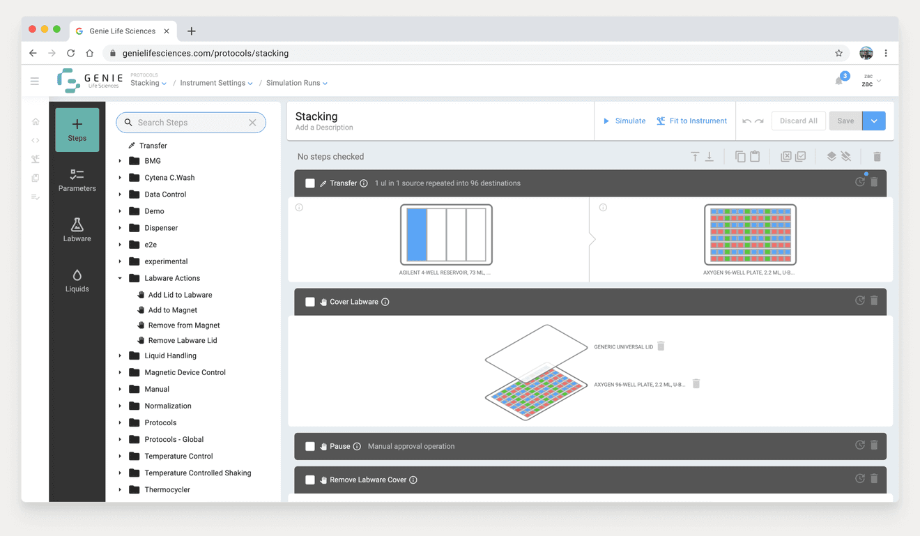 Protocol authoring with step view